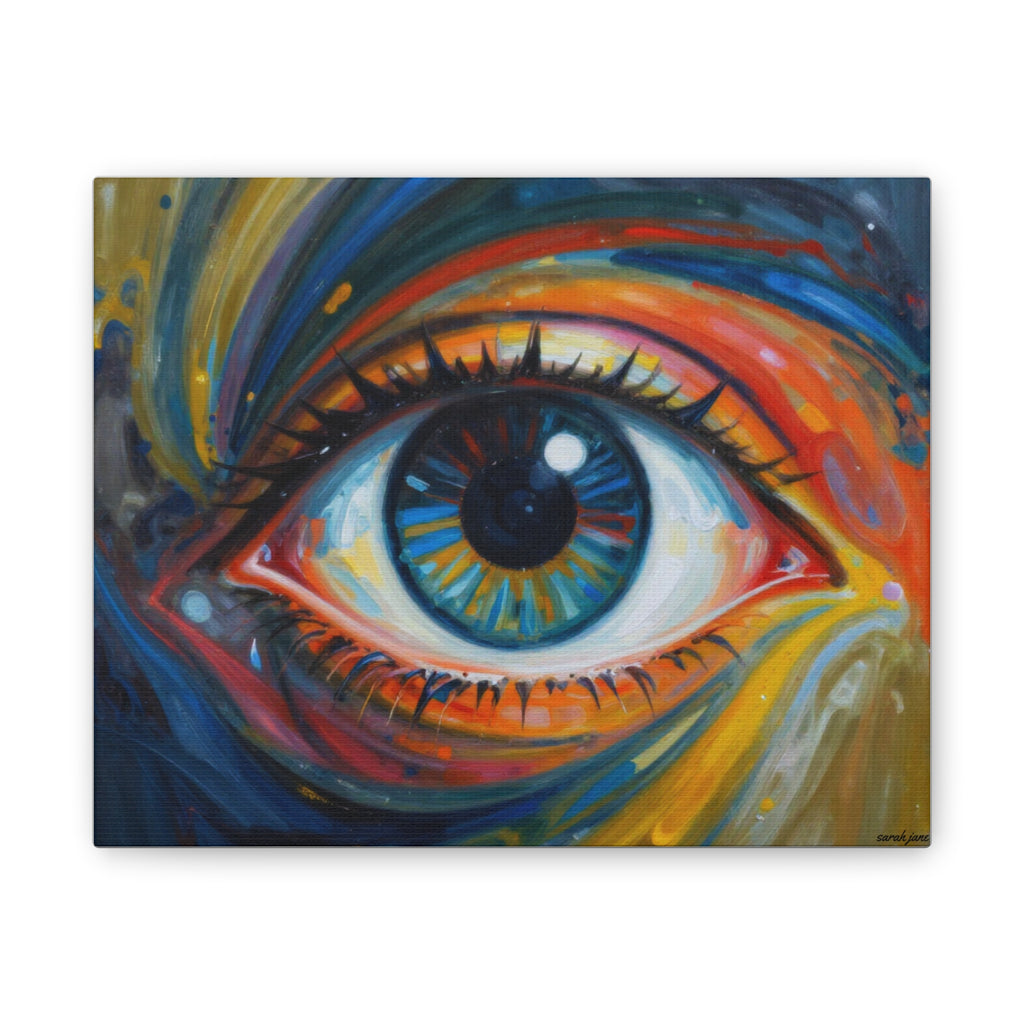 El Observador: Impresión en Lienzo de Ojo Abstracto Vibrante