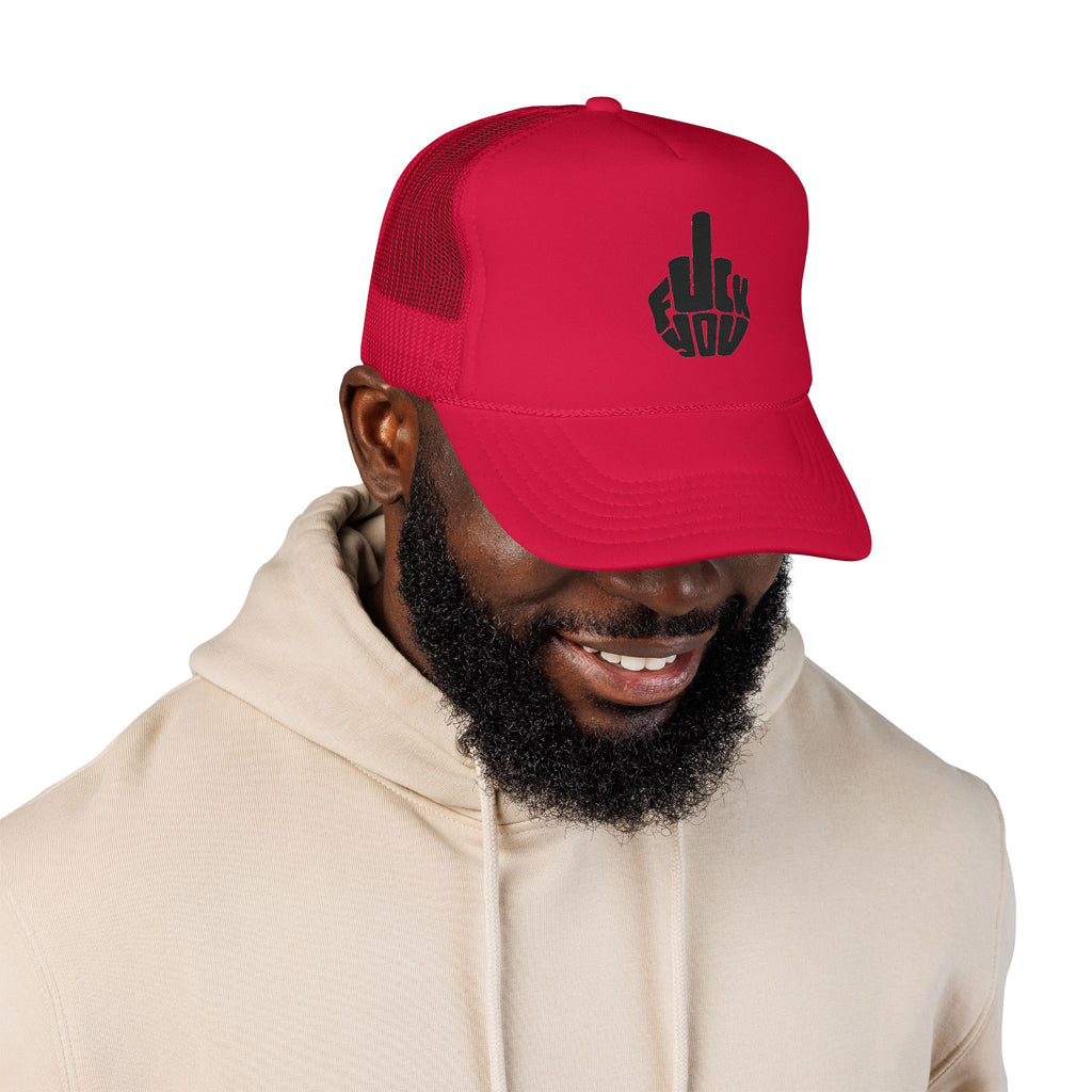 Gorra con parche de dedo medio atrevido, rojo y blanco
