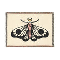 Moth Moon Woven Blanket — Boho Decorative Throw