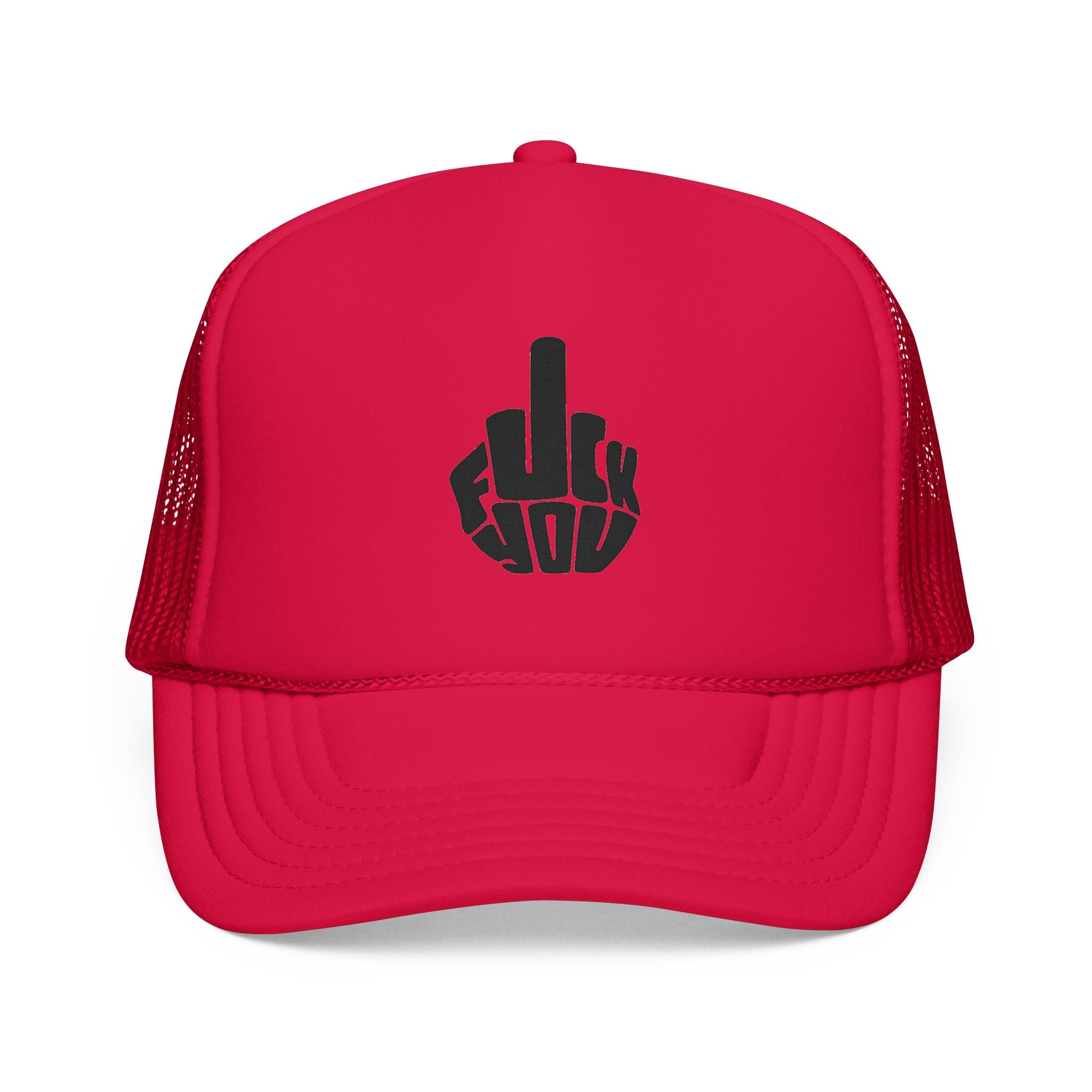 Red and white Bold Middle Finger Patch Cap