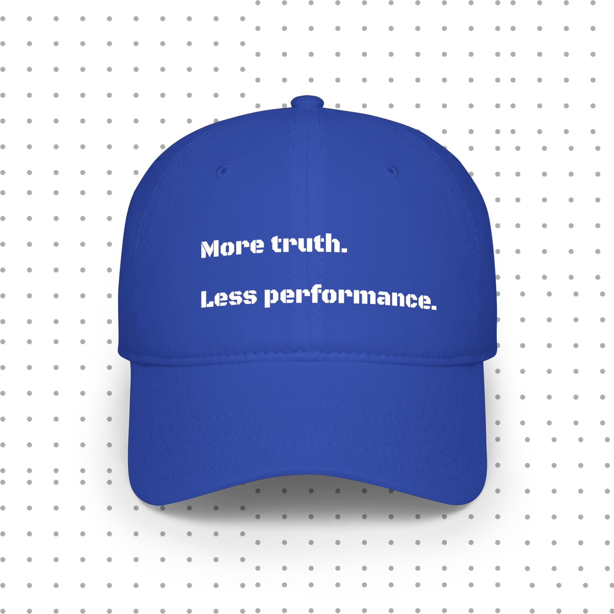 Gorra de béisbol de perfil bajo — "Más verdad. Menos apariencias."