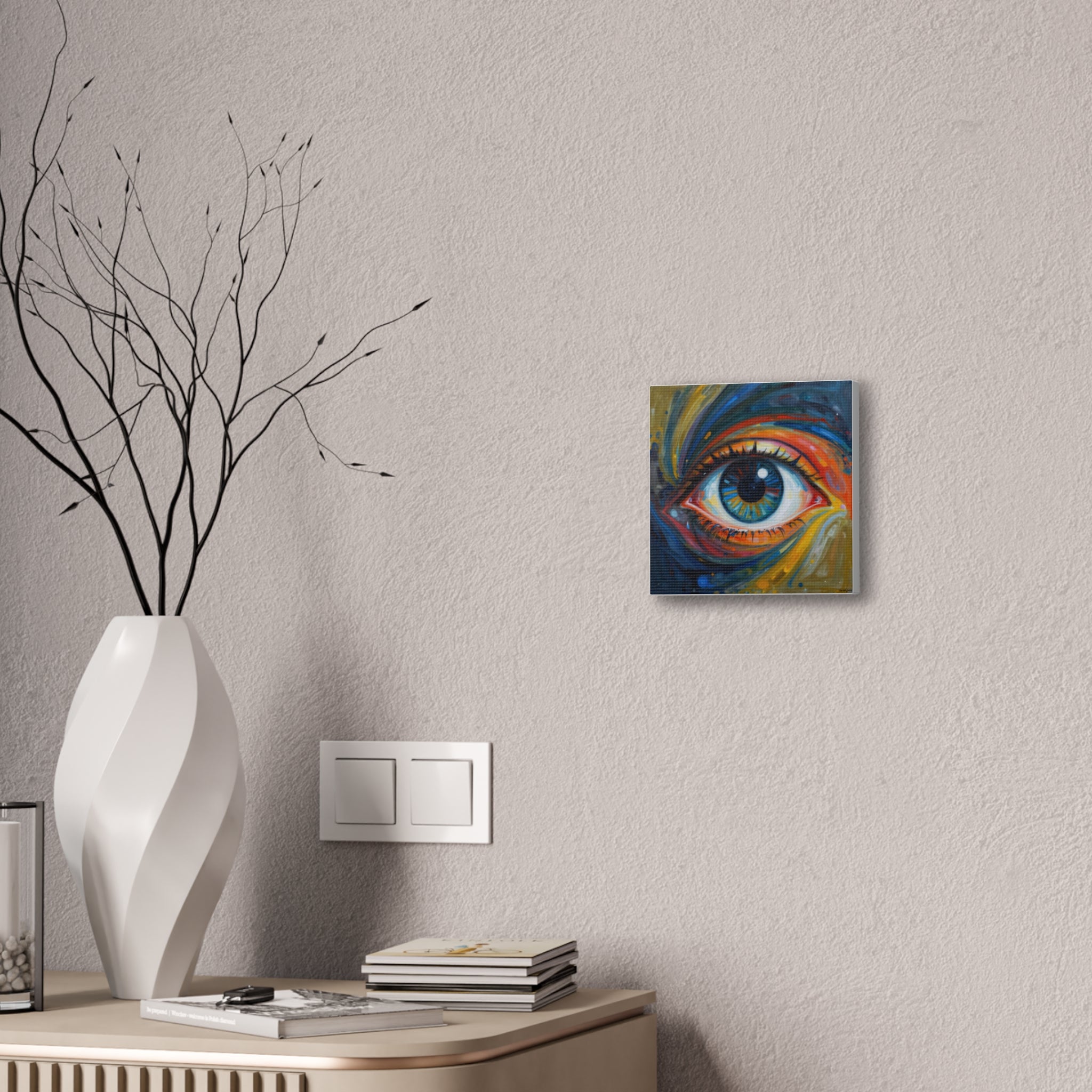 El Observador: Impresión en Lienzo de Ojo Abstracto Vibrante