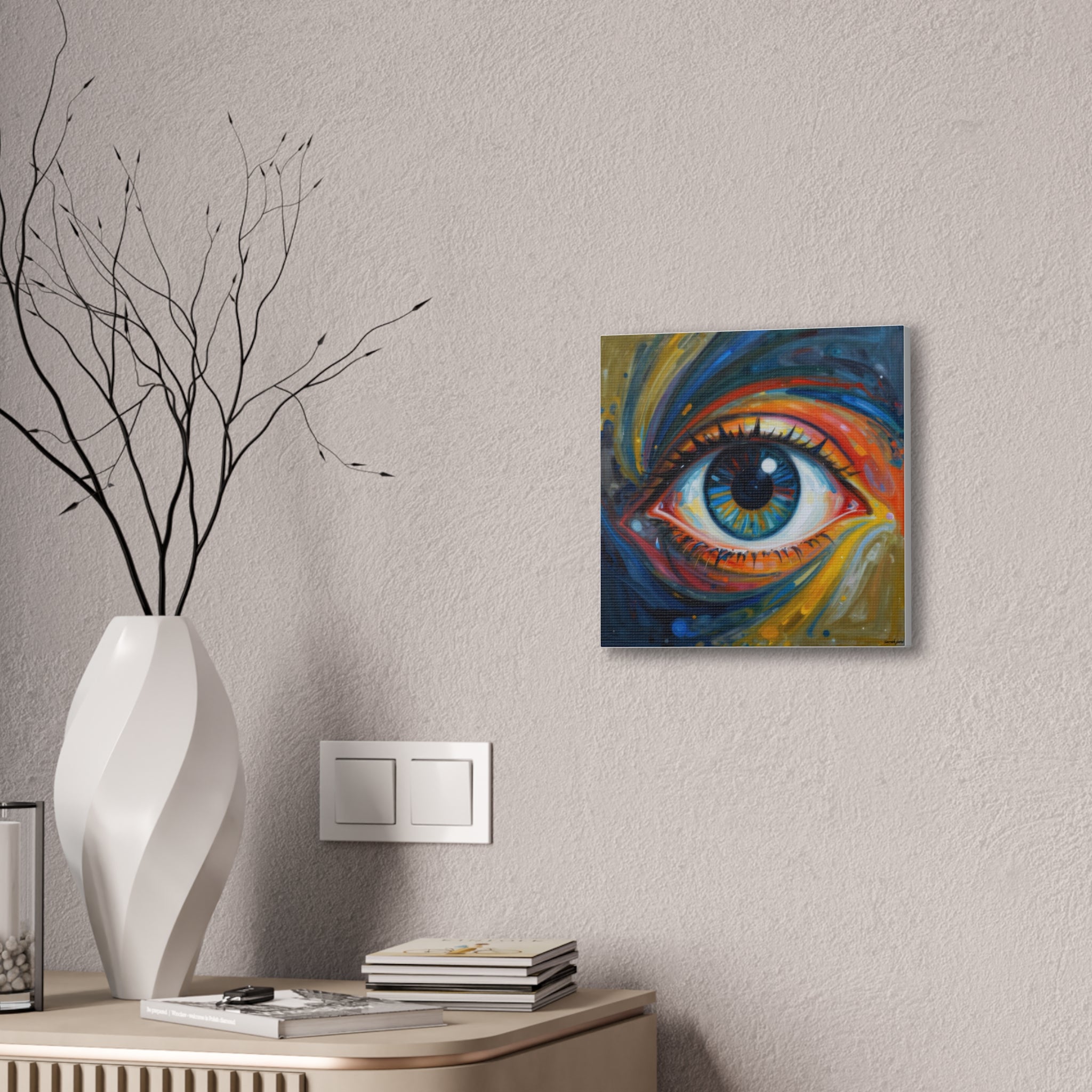 El Observador: Impresión en Lienzo de Ojo Abstracto Vibrante