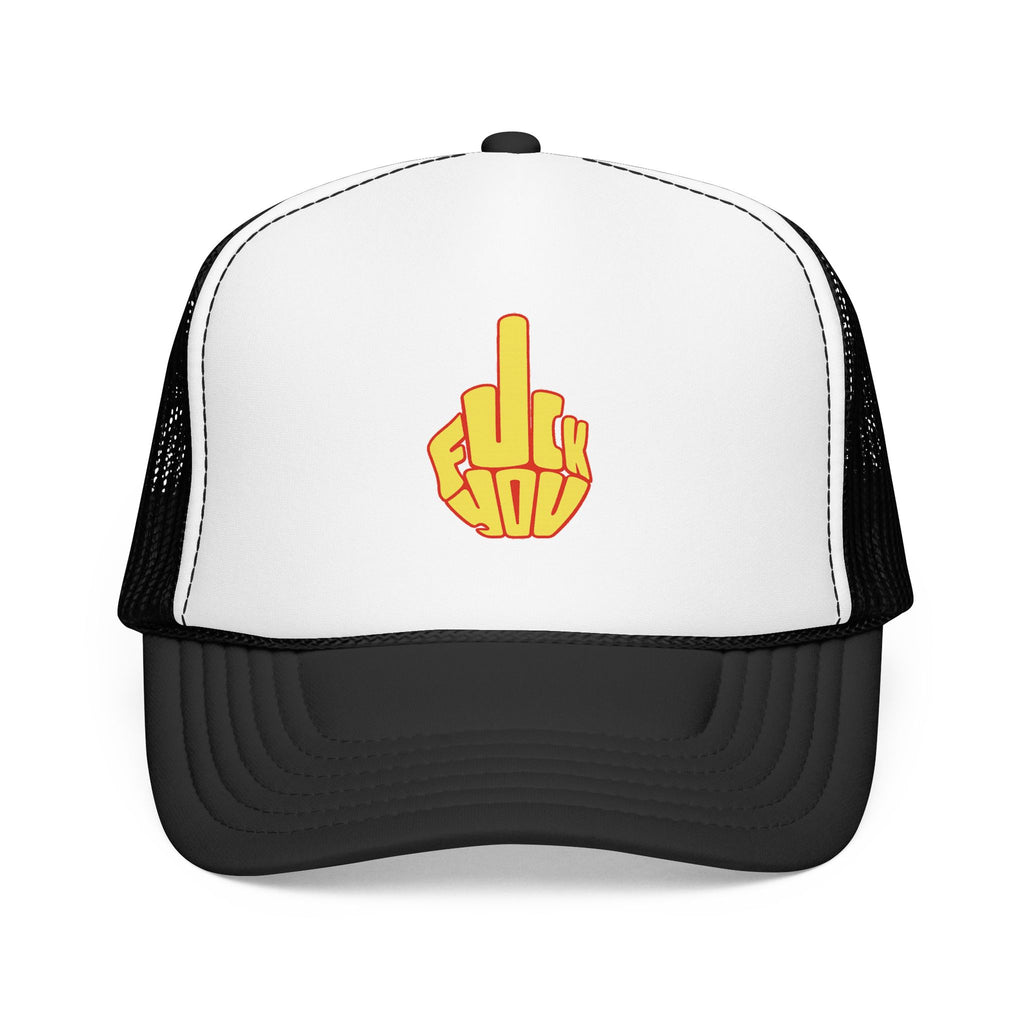 Gorra con Parche de Dedo Corazón en Negrita Blanco y Negro