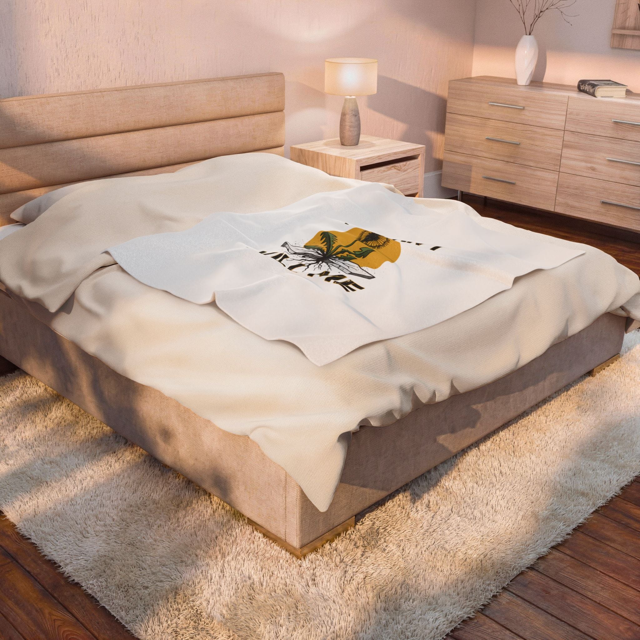 You Can't Kill Me Blanket | gritty halftone floral, punk botanical, weedcore