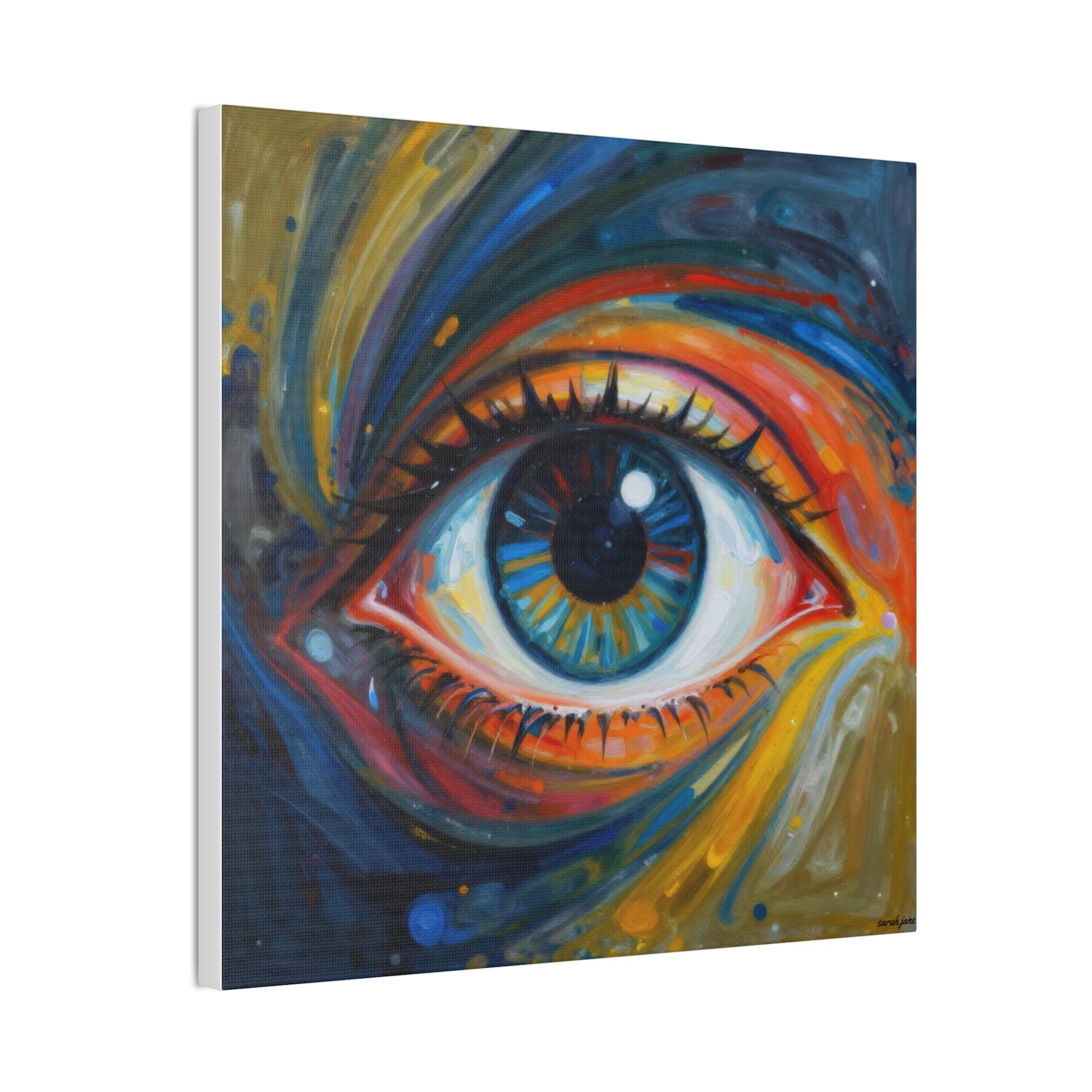 El Observador: Impresión en Lienzo de Ojo Abstracto Vibrante