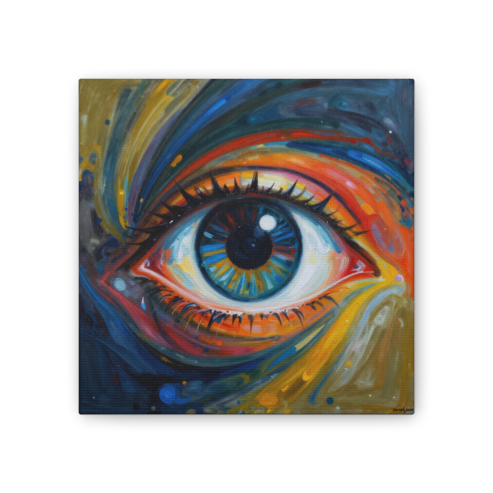 El Observador: Impresión en Lienzo de Ojo Abstracto Vibrante