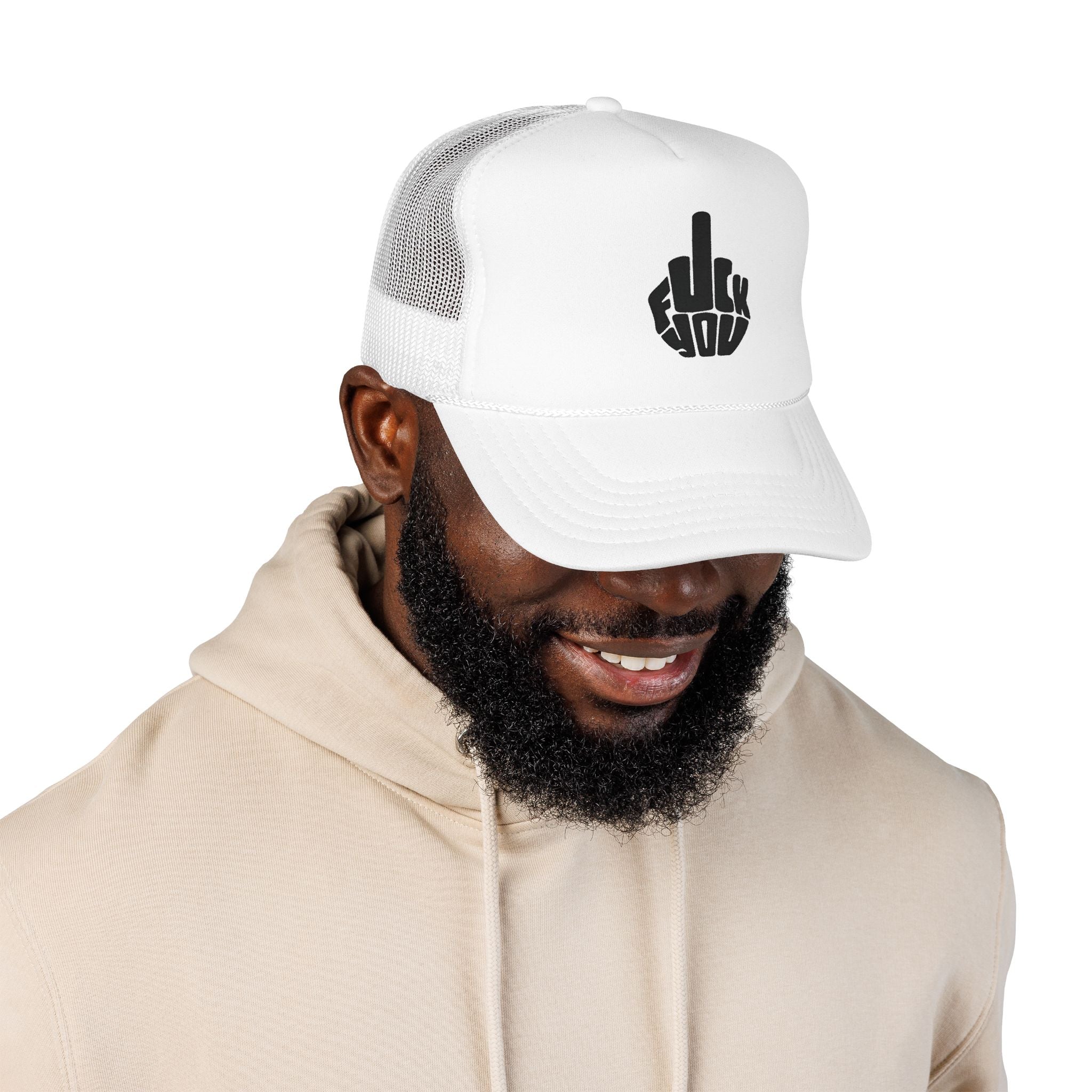 Gorra con parche de dedo medio atrevido, rojo y blanco