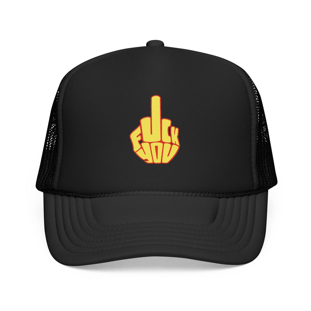 Gorra con Parche de Dedo Corazón en Negrita Blanco y Negro