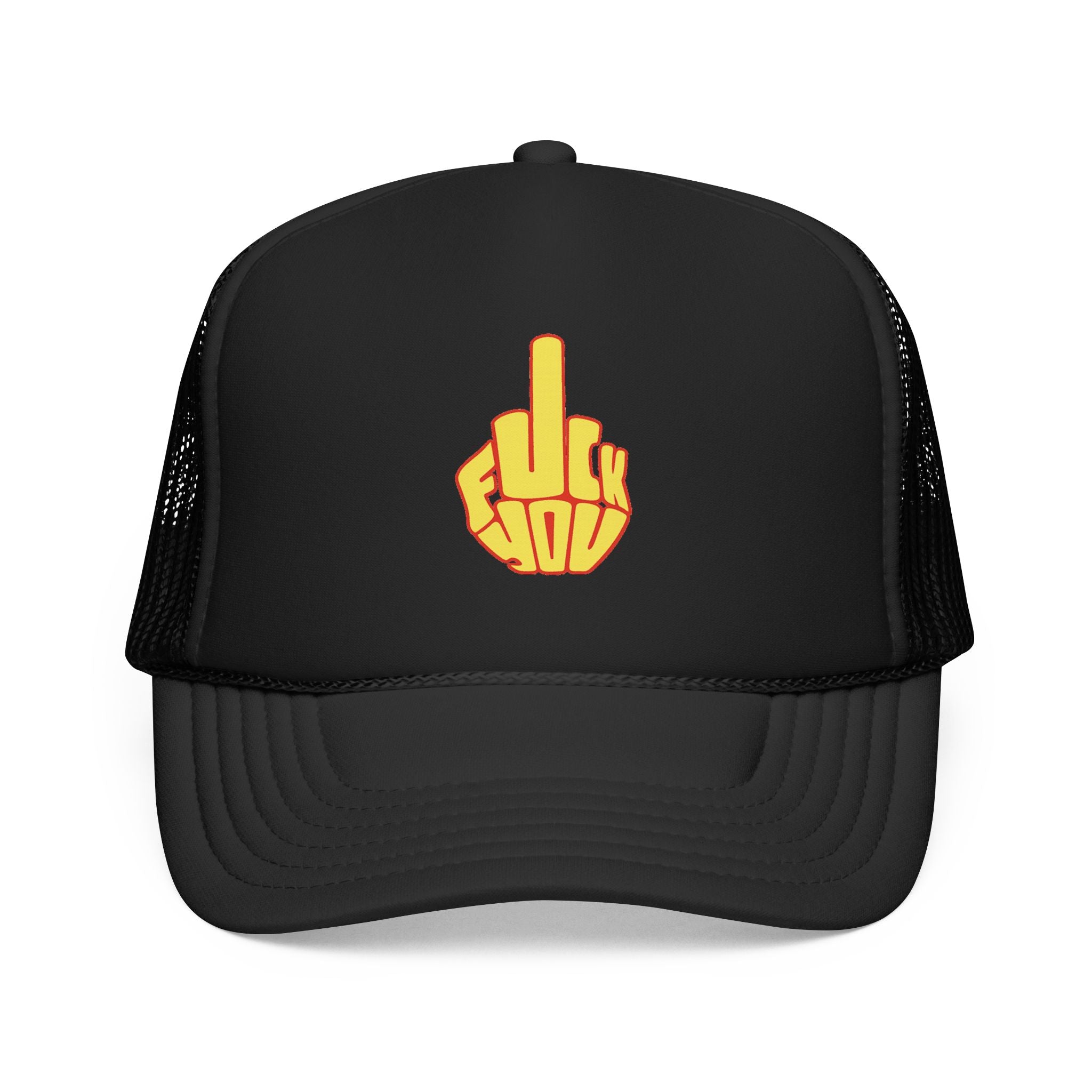 Black, White Bold Middle Finger Patch Cap