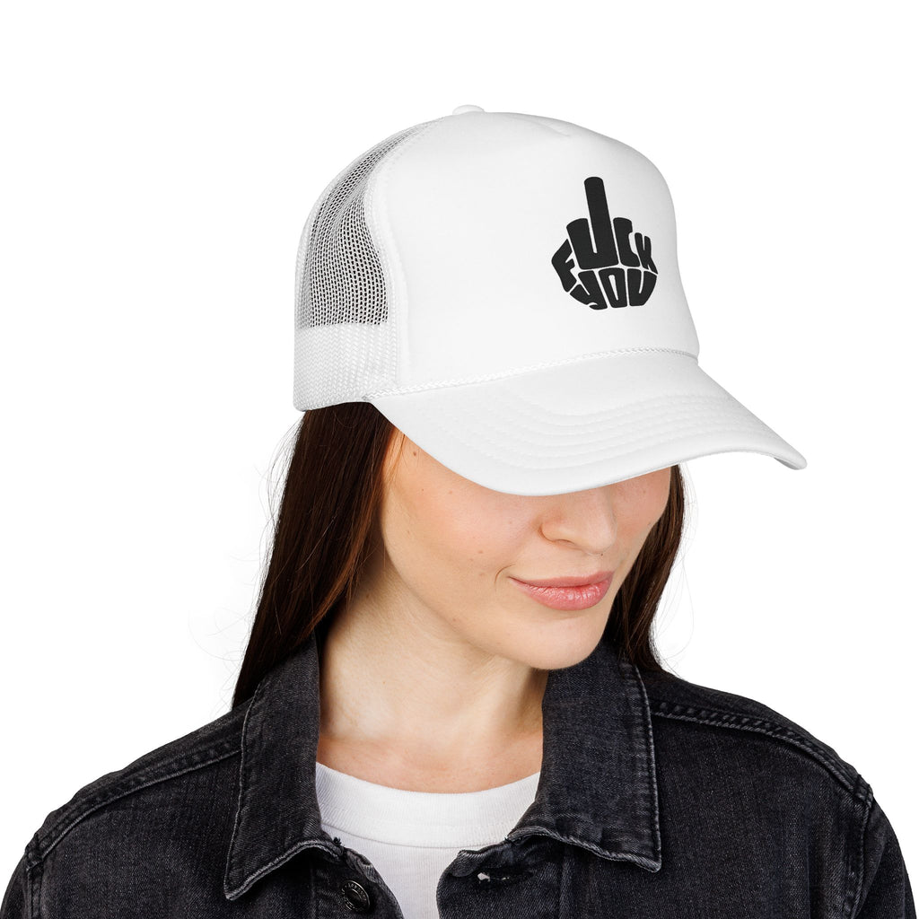 Gorra con parche de dedo medio atrevido, rojo y blanco