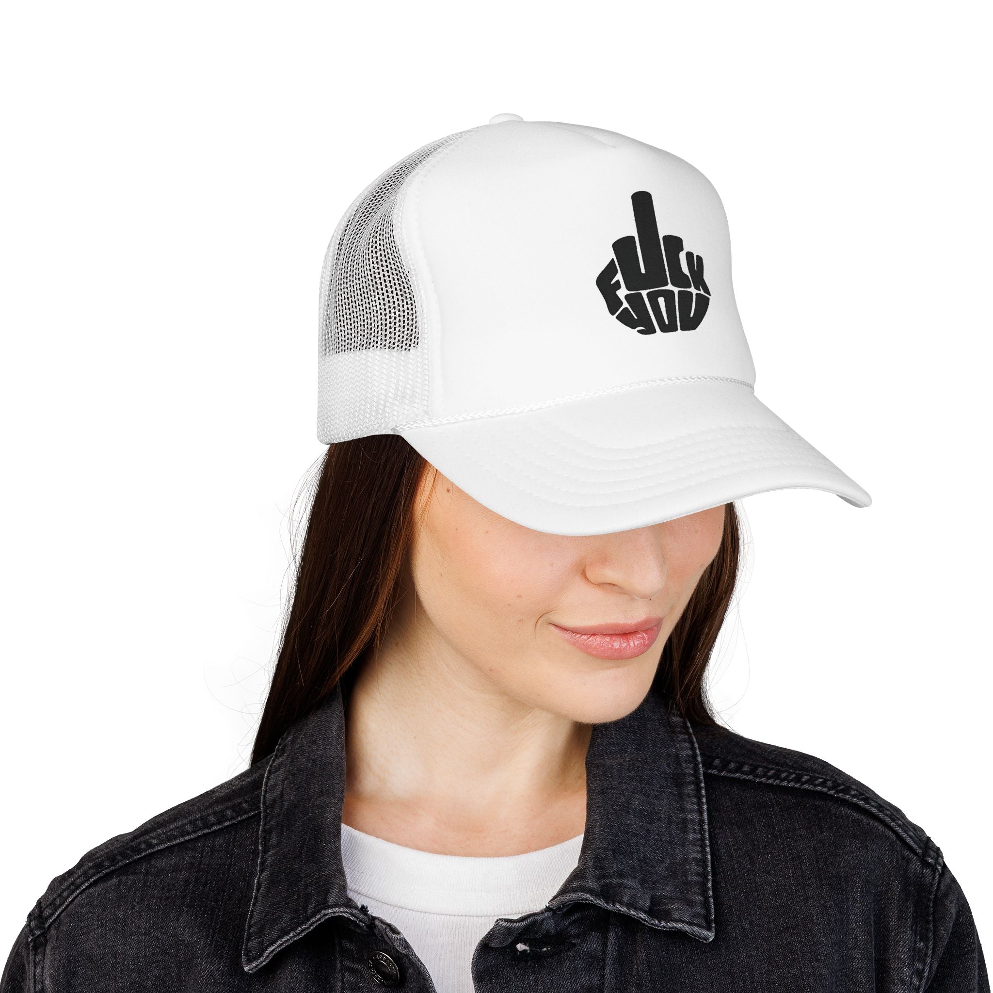 Gorra con parche de dedo medio atrevido, rojo y blanco