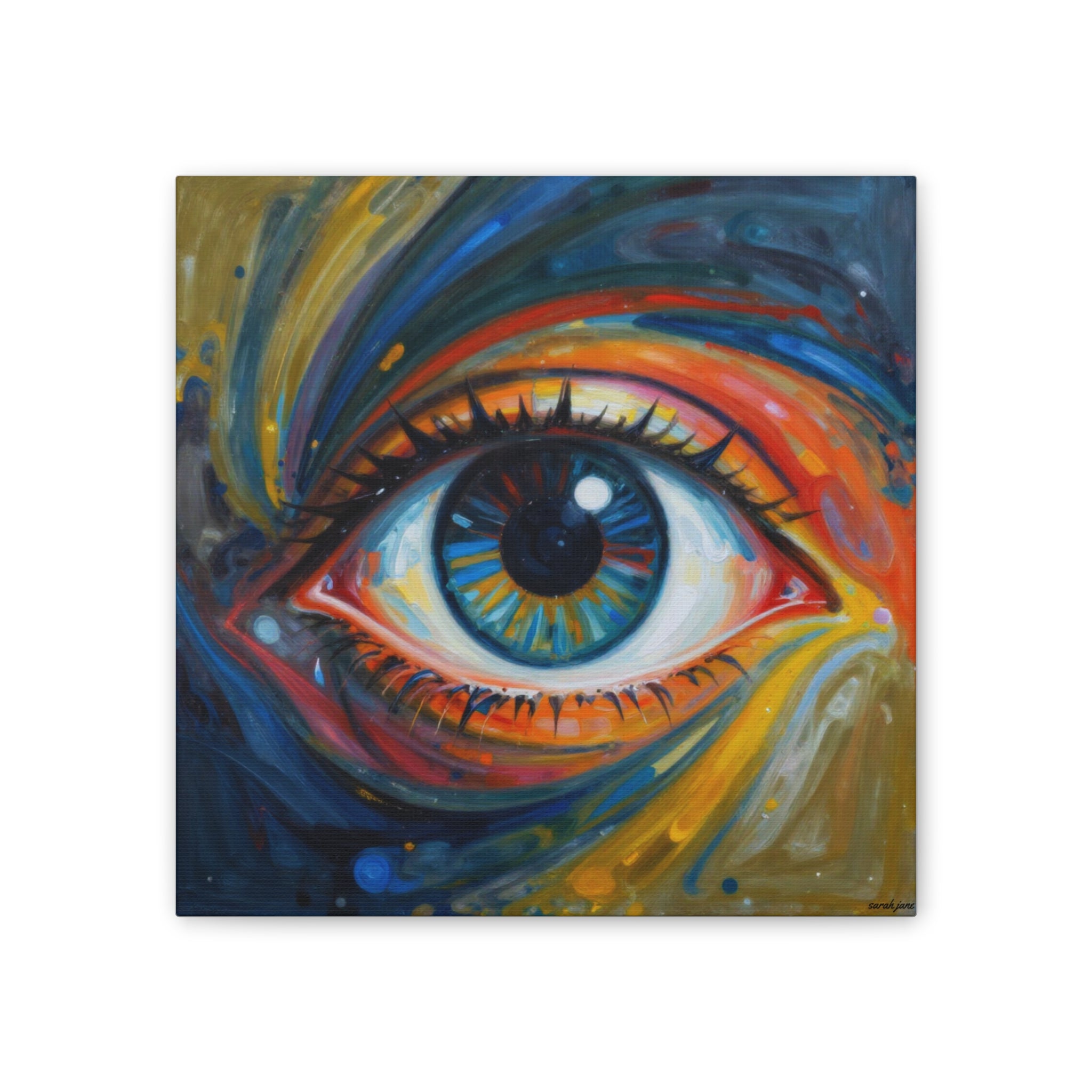 El Observador: Impresión en Lienzo de Ojo Abstracto Vibrante