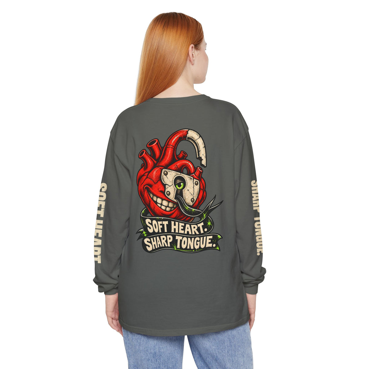 Soft Heart Sharp Tongue Anatomical Heart Long Sleeve T-Shirt