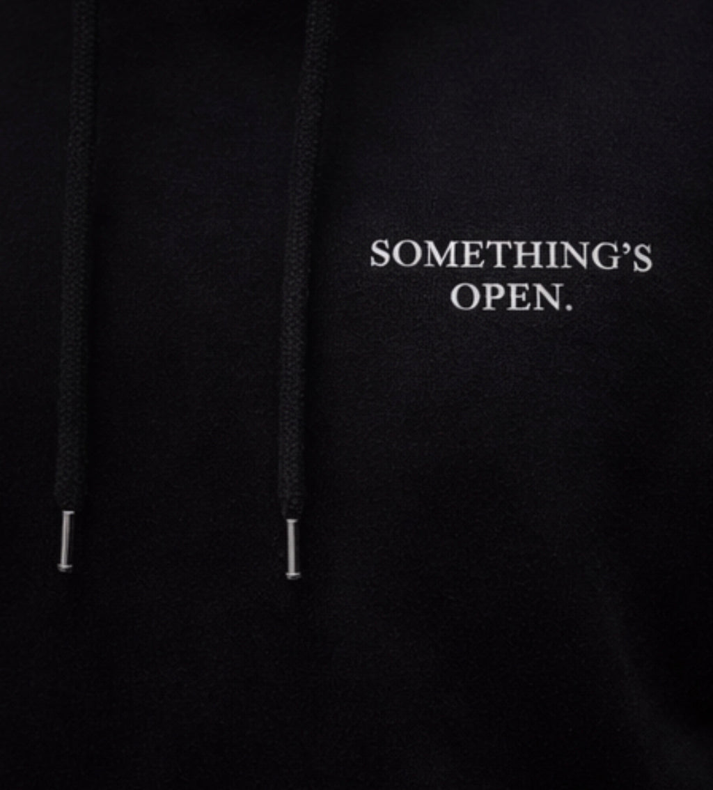 Chakra Spine Hoodie — 'Something's Open' Chest Patch, Rainbow Energy Pullover