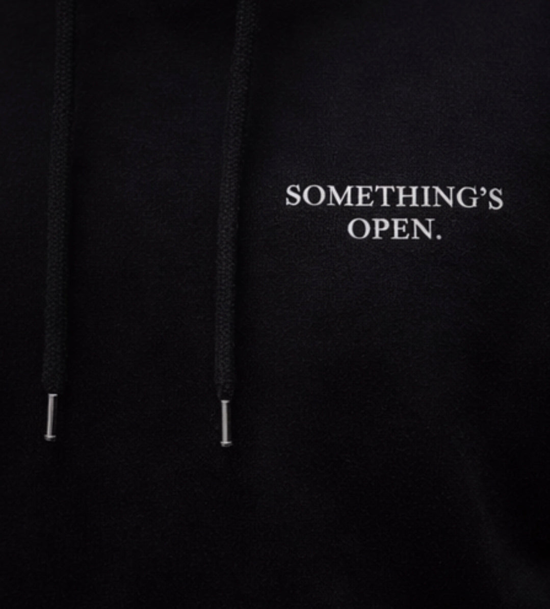 Chakra Spine Hoodie — 'Something's Open' Chest Patch, Rainbow Energy Pullover
