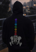 Chakra Spine Hoodie — 'Something's Open' Chest Patch, Rainbow Energy Pullover
