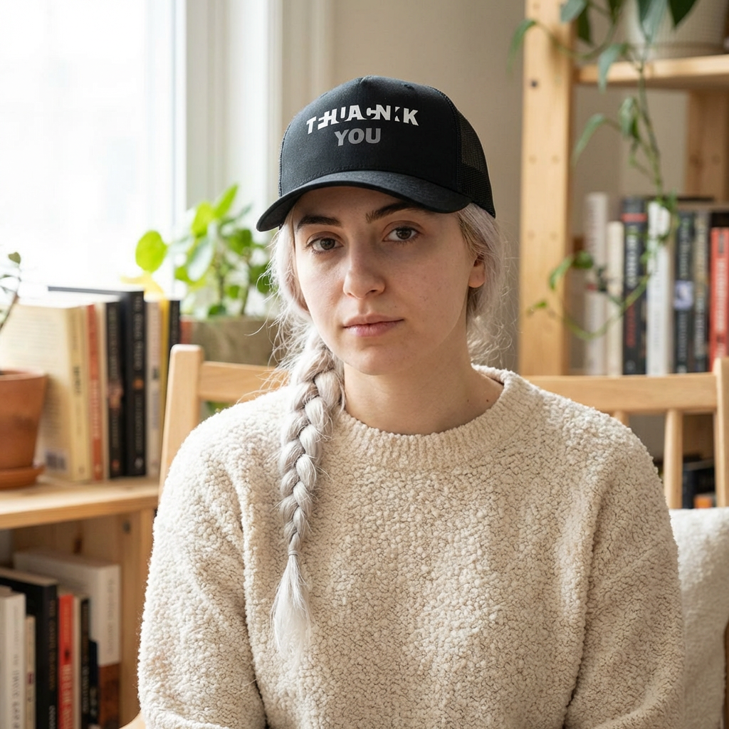 Gorra Trucker de malla "Gracias...FU" con espalda de malla