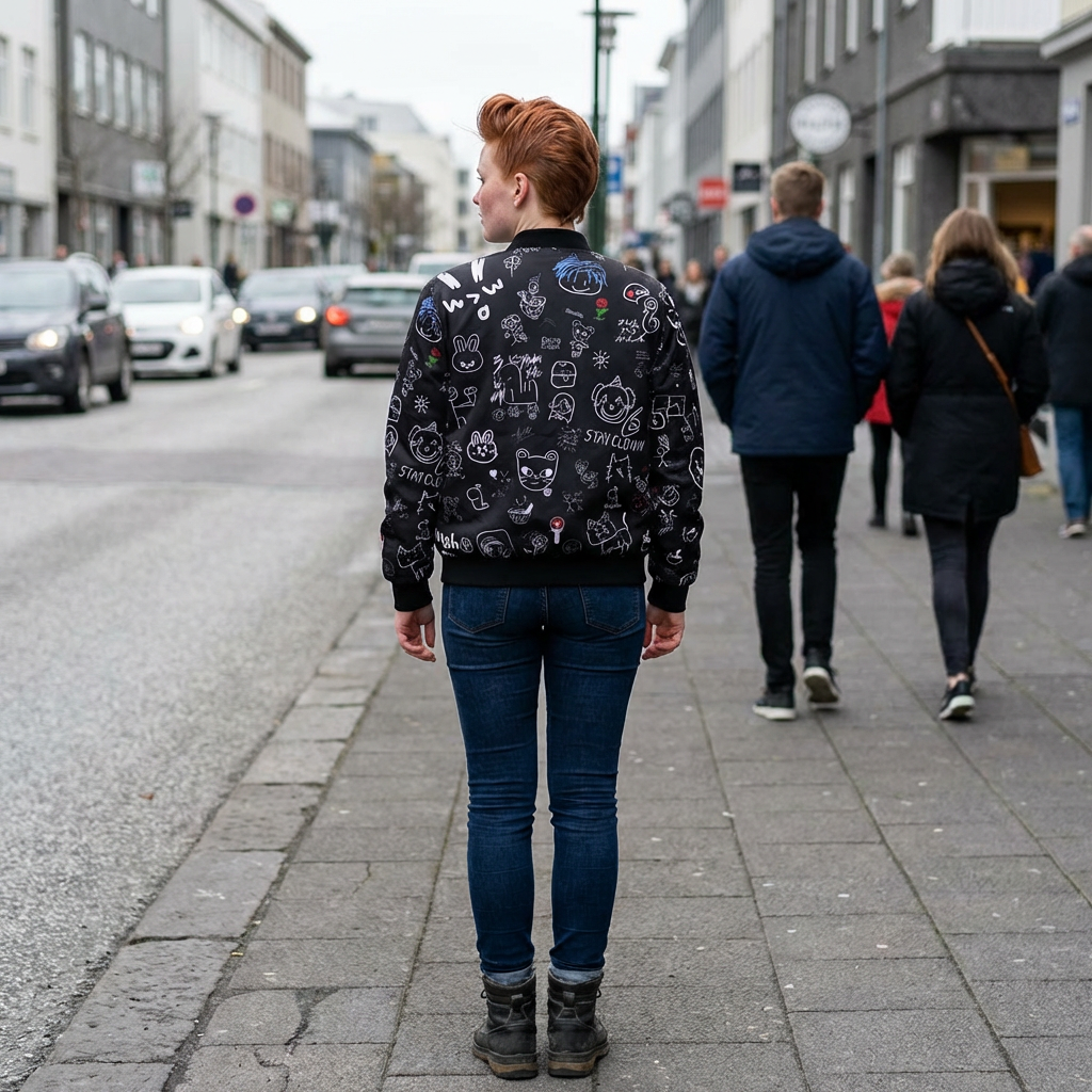 Stay Clown: Chaqueta Bomber Estampada con Garabatos