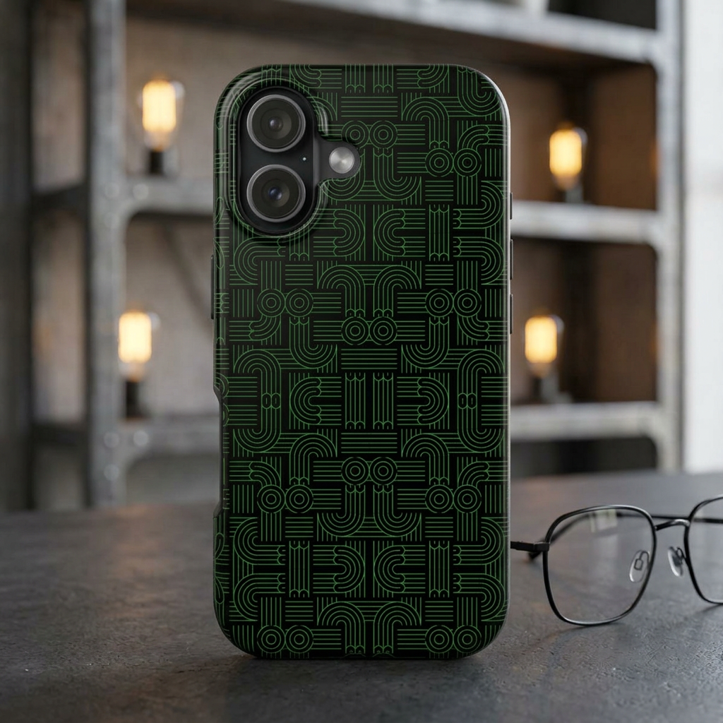 Cyber-Circuit Geometric Tough iPhone 17 Case