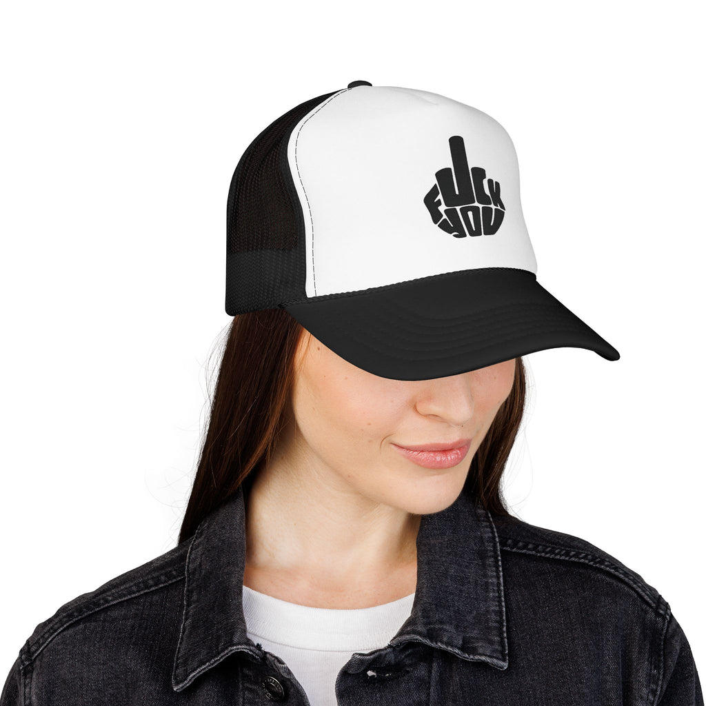 Gorra con parche de dedo medio atrevido, rojo y blanco