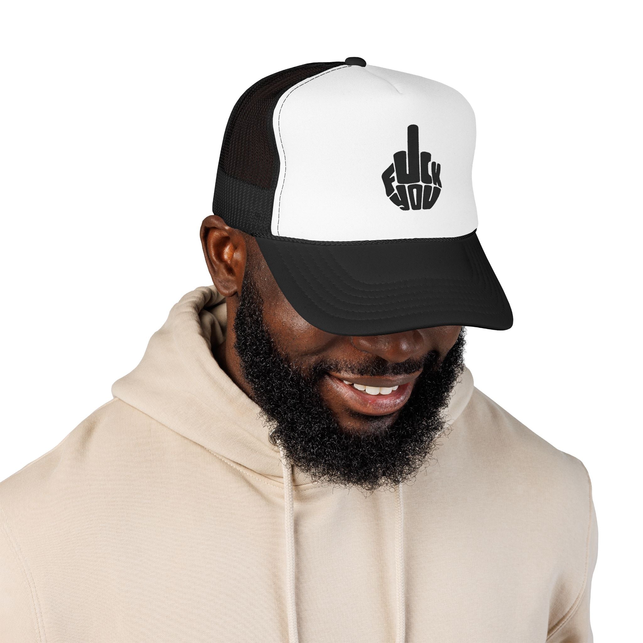 Red and white Bold Middle Finger Patch Cap