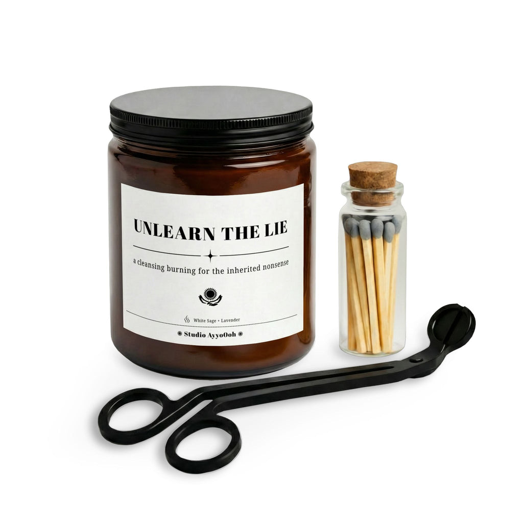 Unlearn the Lie Candle Set — Scented Jar with Matches & Wick Trimmer