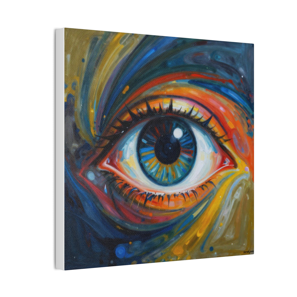 El Observador: Impresión en Lienzo de Ojo Abstracto Vibrante