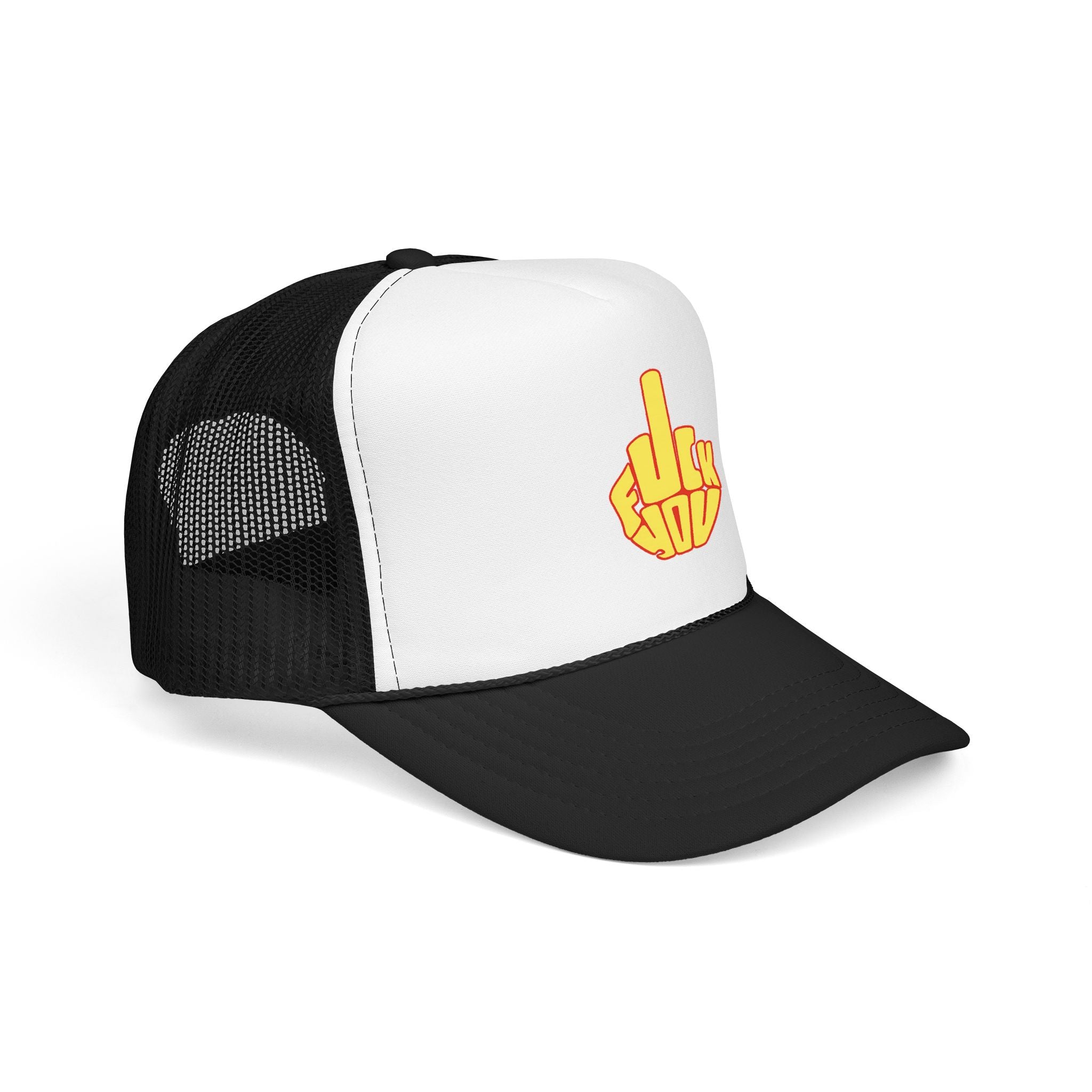 Black, White Bold Middle Finger Patch Cap