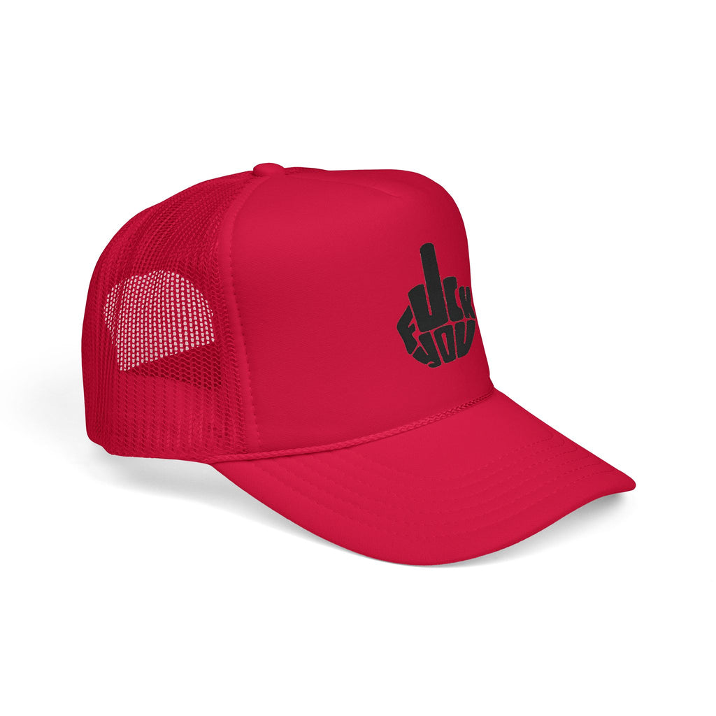 Gorra con parche de dedo medio atrevido, rojo y blanco