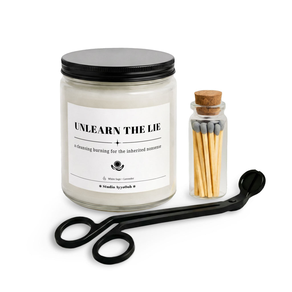 Unlearn the Lie Candle Set — Scented Jar with Matches & Wick Trimmer