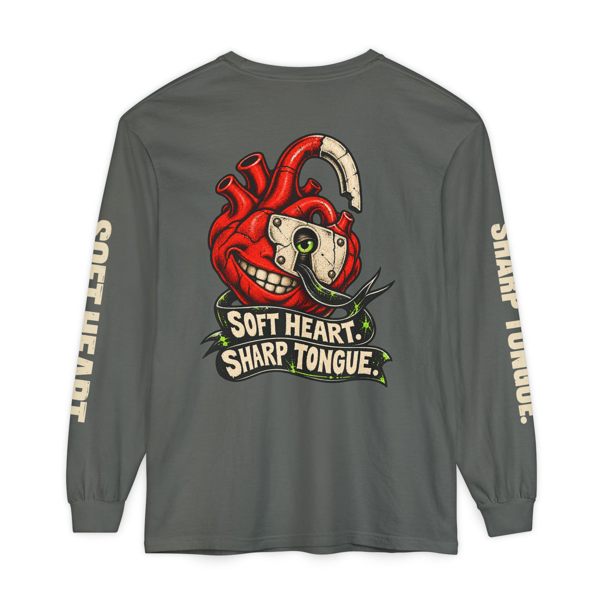 Soft Heart Sharp Tongue Anatomical Heart Long Sleeve T-Shirt