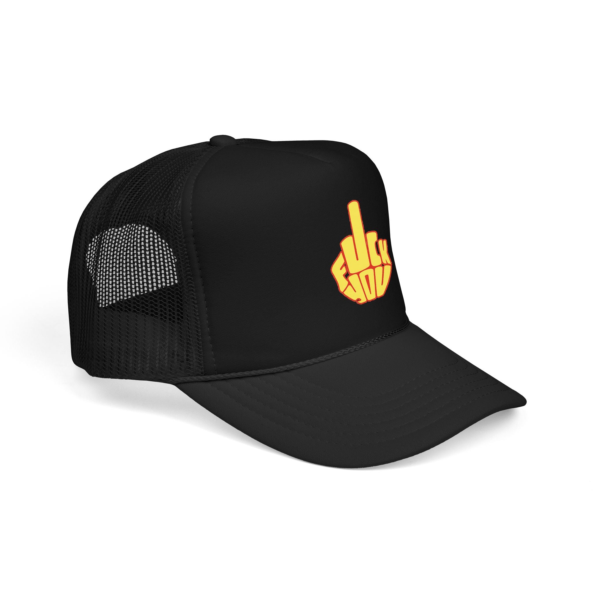 Black, White Bold Middle Finger Patch Cap