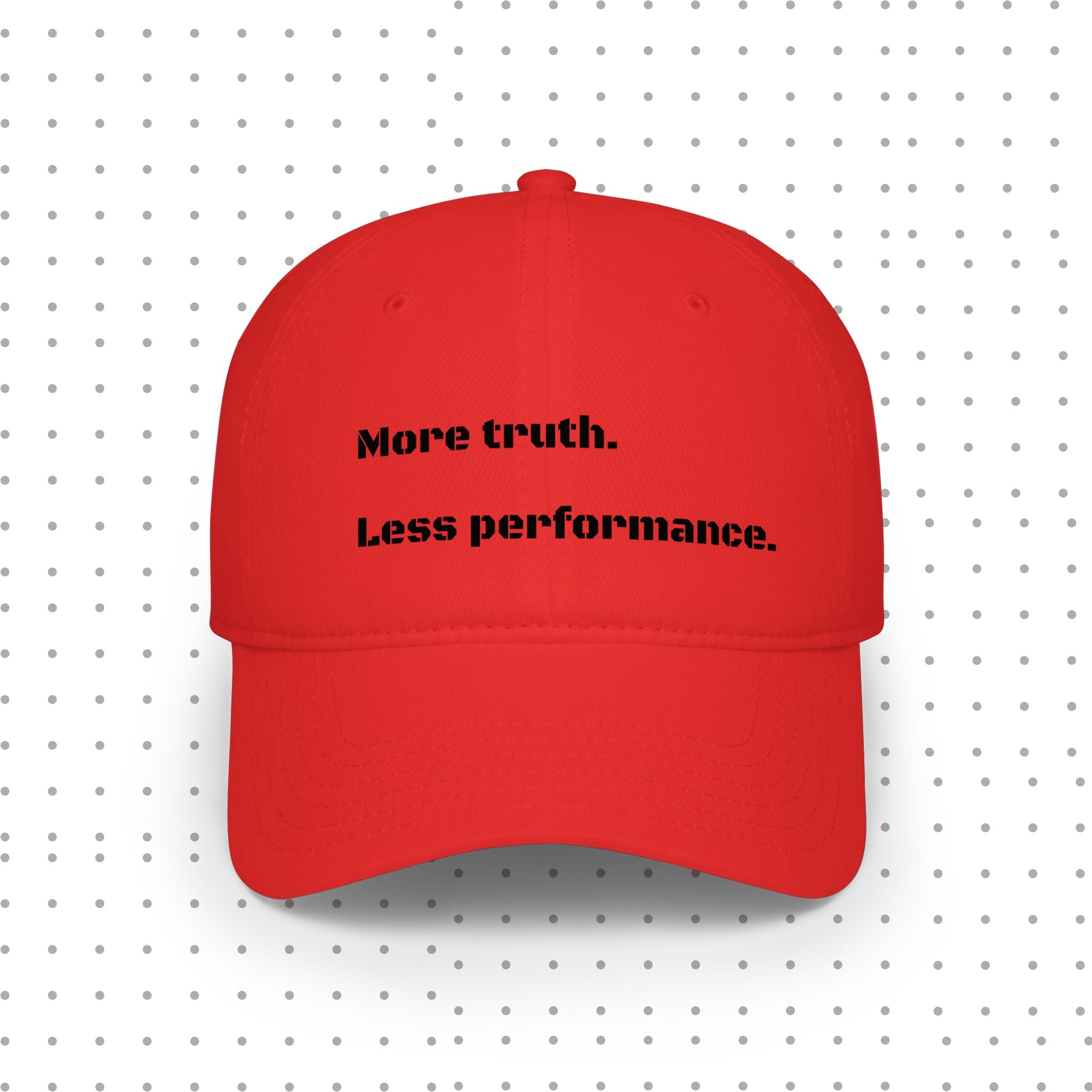 Gorra de béisbol de perfil bajo — "Más verdad. Menos apariencias."