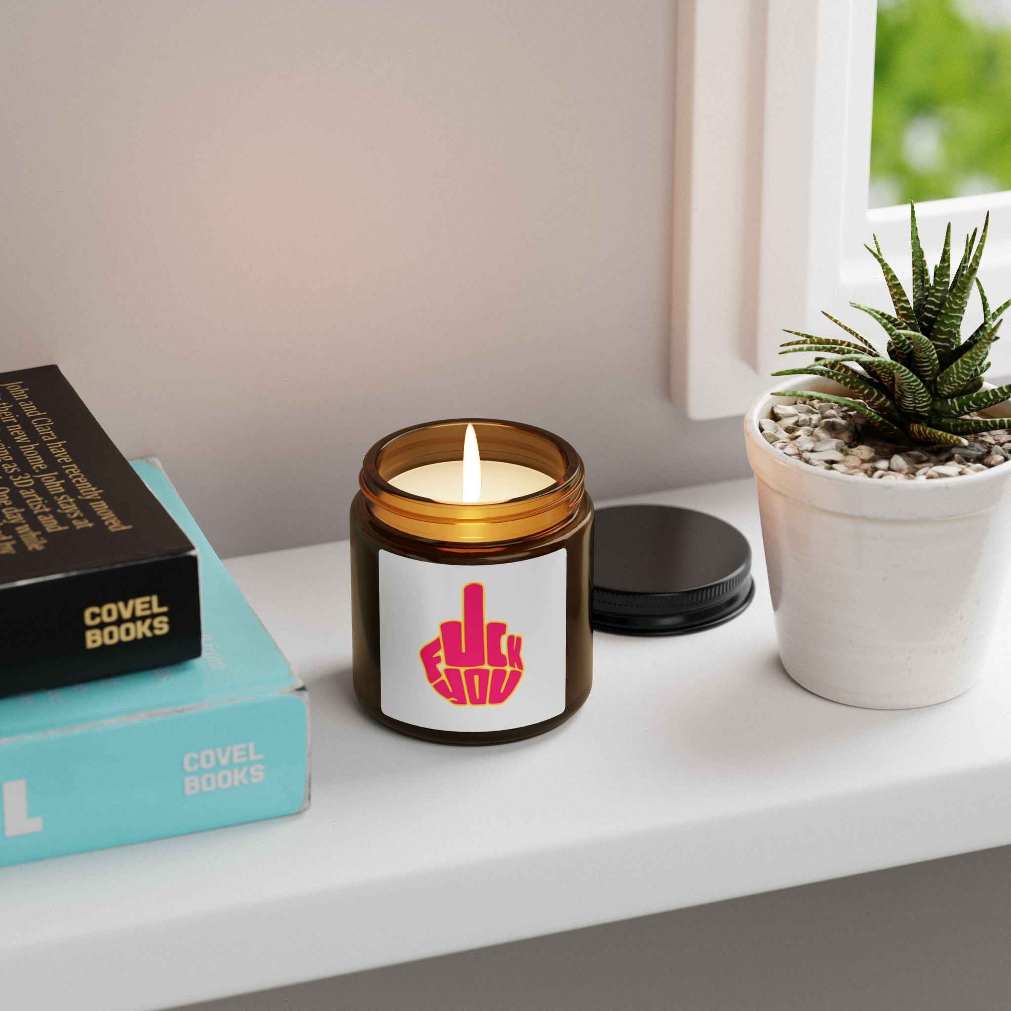Bold “F**k You” Amber Jar Scented Soy Candle —