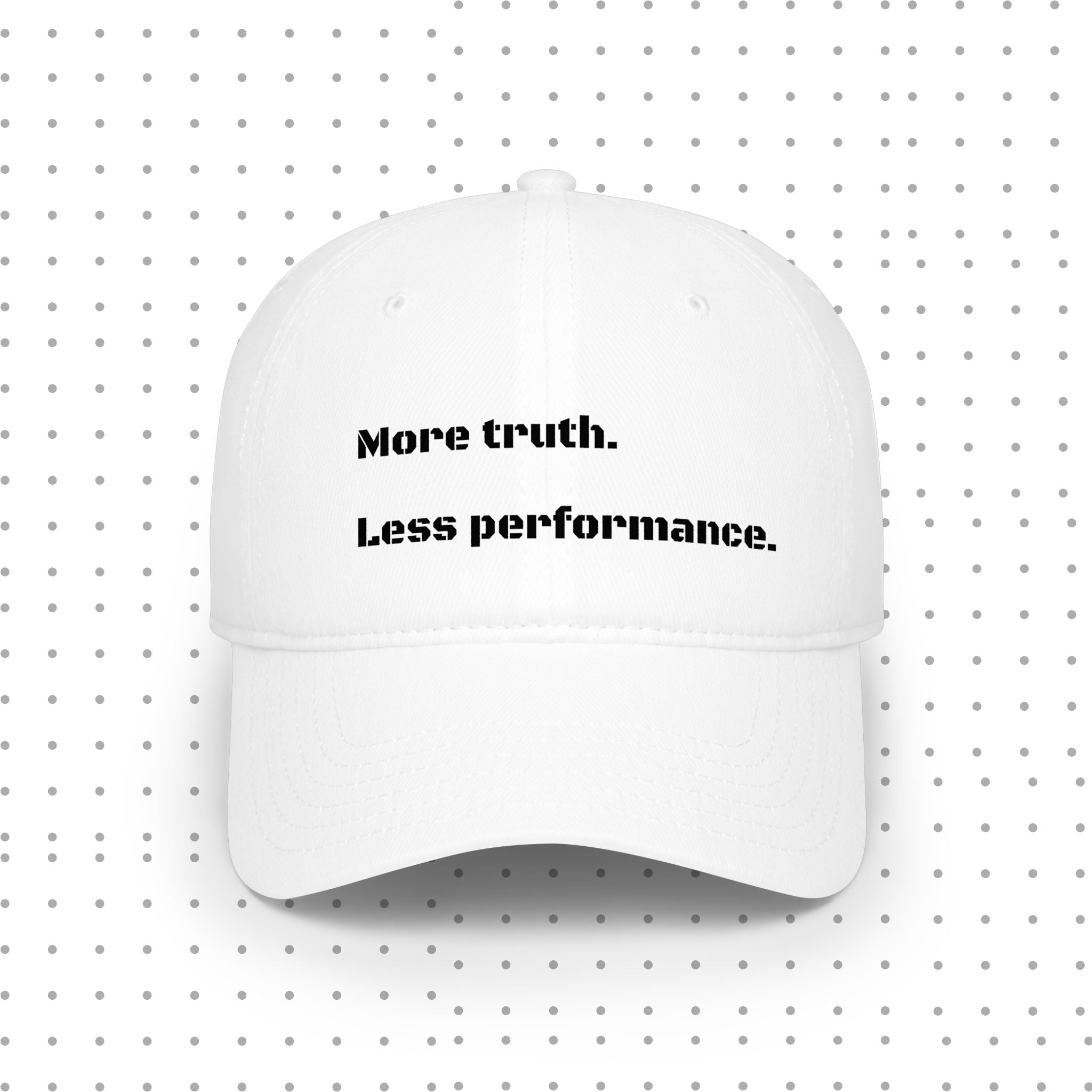 Gorra de béisbol de perfil bajo — "Más verdad. Menos apariencias."