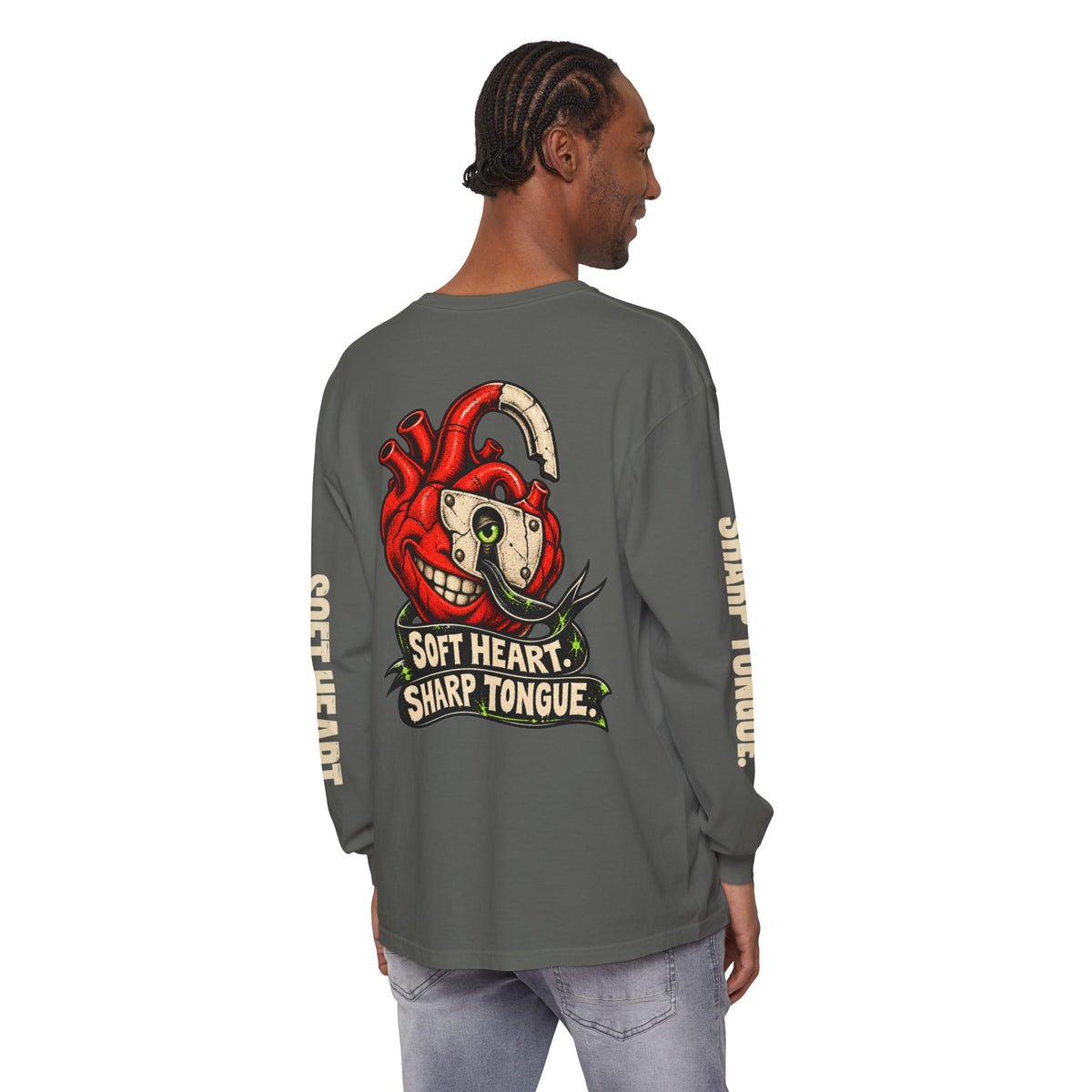Soft Heart Sharp Tongue Anatomical Heart Long Sleeve T-Shirt