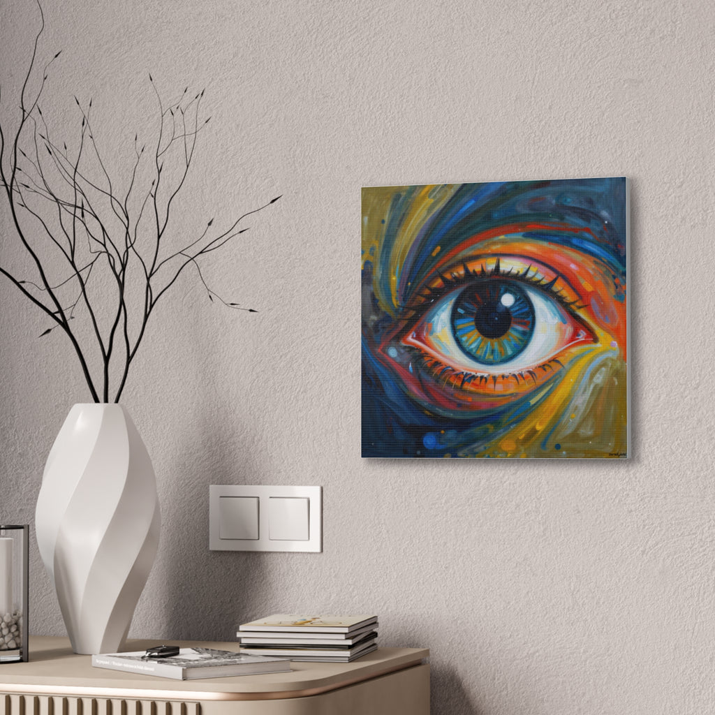 El Observador: Impresión en Lienzo de Ojo Abstracto Vibrante