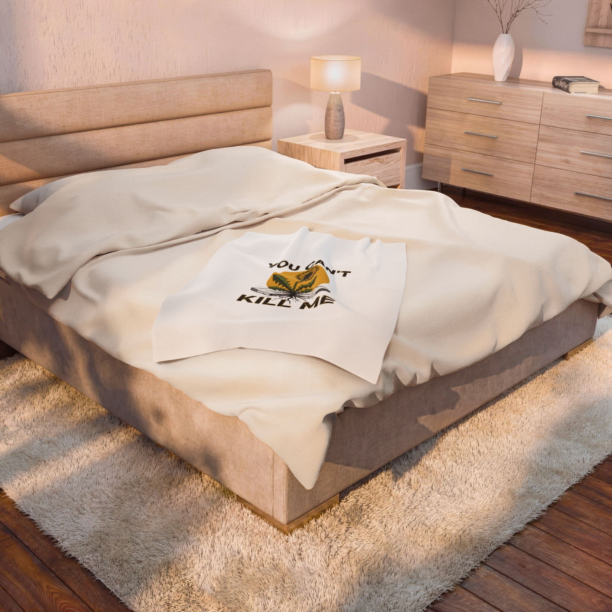 You Can't Kill Me Blanket | gritty halftone floral, punk botanical, weedcore